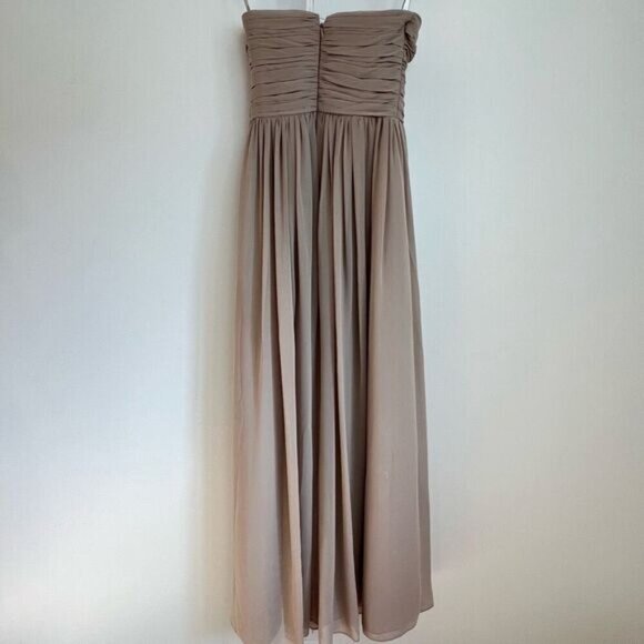 Bill Levkoff Strapless Maxi Dress Gown Prom Bridesmaid Formal Neutral Grey Tan 4 - Picture 9 of 15